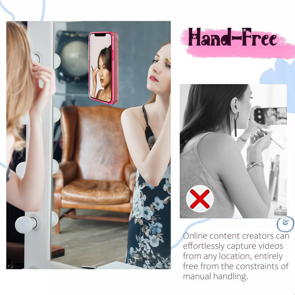 LvShuLiangPin Anteel 2 Pack Silicone Suction Phone Case Mount, Silicon Adhesive Phone Grip for Smartphones, Hands-Free Mirror Shower Phone Holder for Selfies, Tiktok Videos (Pink)