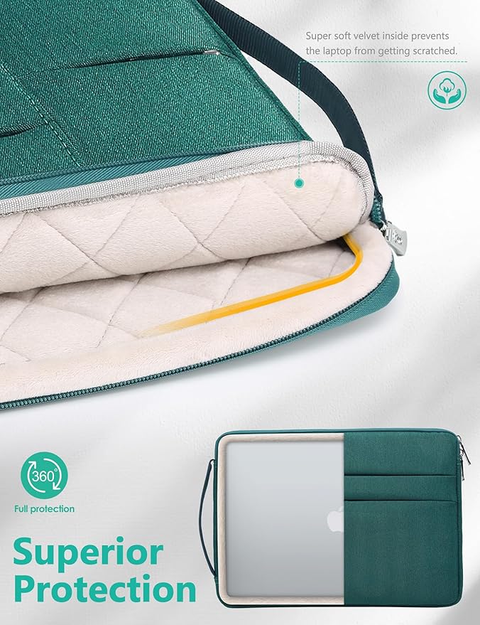 HYZUO 13.3-14 Inch Laptop Sleeve Bag for MacBook Pro 14 M5-M1, MacBook Air/Pro 13, 13.8-13 Surface Laptop/Book, Portable Notebook Case for 13" HP Dell Lenovo ThinkPad Asus Acer Samsung, Dark Green
