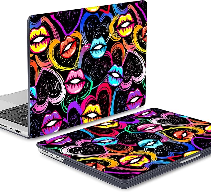Mektron Case for 2025 MacBook Pro 16" M4 A3403 A3186 M3 A2991 M2 A2780 M1 A2485 (2021/2023/2024) Pro/Max with Touch ID, Hard Shell Plastic Laptop Cover Keyboard Cover Screen Protector, Colorful Lips