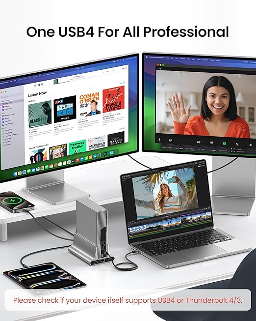 Silkland USB 4 Cable for Thunderbolt 4 Cable, 40Gbps Data Sync, Support 8K/5K@60Hz, 4K@240Hz, 240W, NetBraid-48 USB C Monitor Cable 5FT Compatible for MacBook, Portable Monitor, SSD, Docking, eGPU