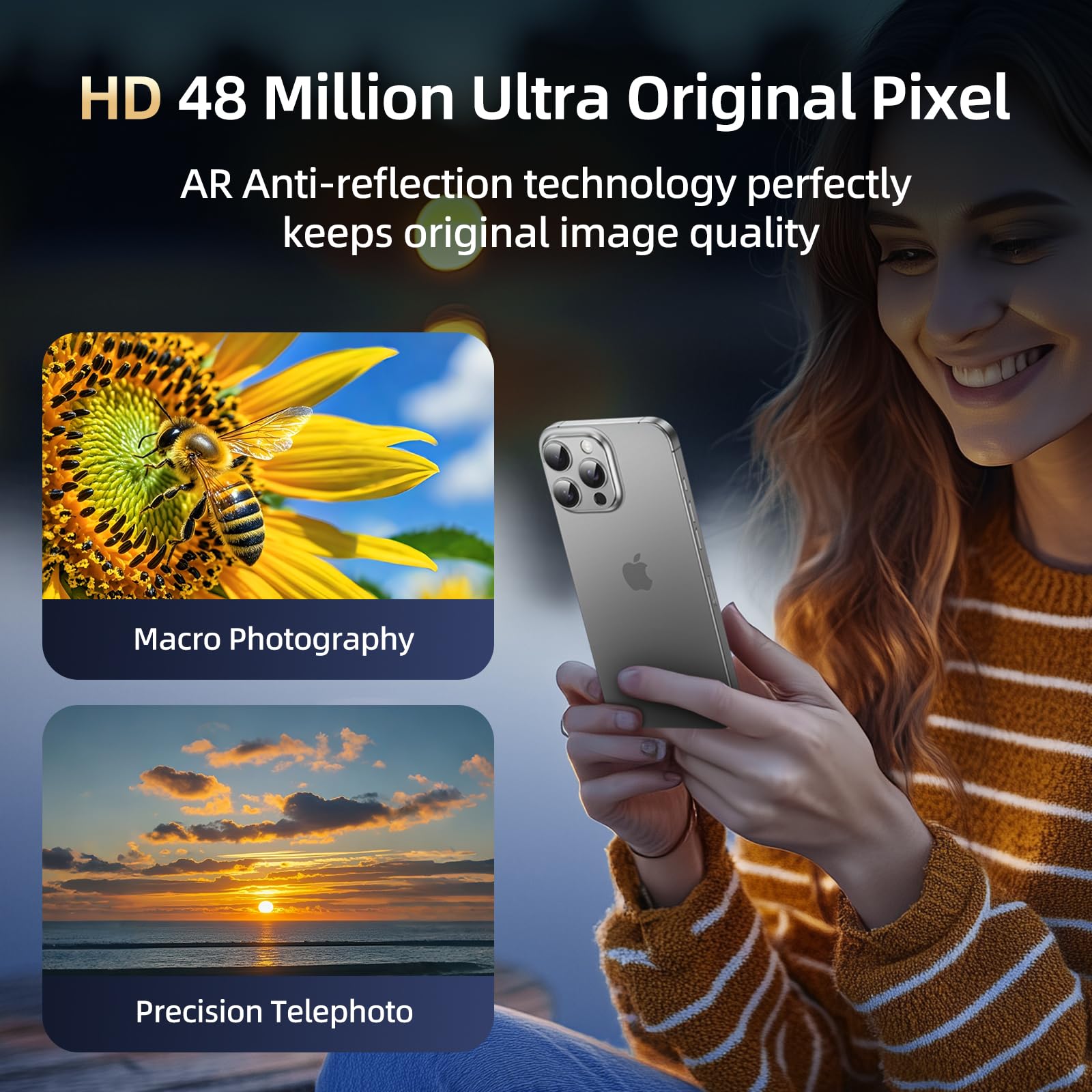 HelloDeere 9H High-alumina Tempered Glass Camera Lens Protector for iPhone 14 Pro Max/14 Pro Lens, Military-Grade Shatterproof with Strong Adsorption, Full Coverage Case-Friendly Cover (Silver, iPhone 14 Pro/14 Pro Max)
