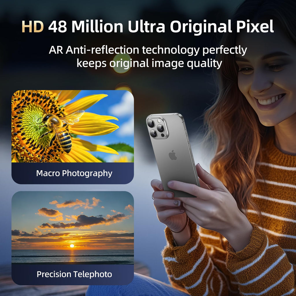 HelloDeere 9H High-alumina Tempered Glass Camera Lens Protector for iPhone 14 Pro Max/14 Pro Lens, Military-Grade Shatterproof with Strong Adsorption, Full Coverage Case-Friendly Cover (Silver, iPhone 14 Pro/14 Pro Max)