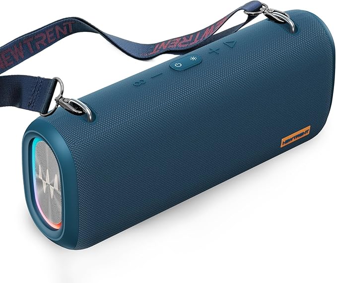 Vibe Pro Outdoor Bluetooth Speaker, 80W Peak Loud Portable Wireless Speaker, Waterproof IPX65, Deep Bass, RGB Lights, Studio Quality Sound Powered by Waves Audio, Party & Pool Ready (Blue)