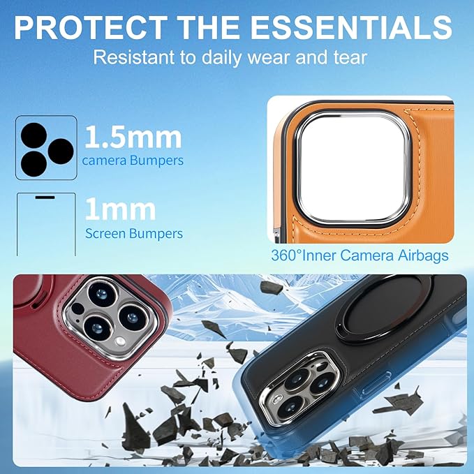 Leather Case, Suitable for iPhone 16 Pro Max Case, Invisible Magnetic Design, Equipped with a Lanyard and Foldable Stand, Black, Yellow and red (Yellow, iPhone 16 Pro Max)