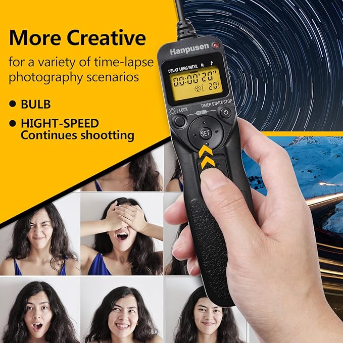 Camera Wired Intervalometer Remote Control, Cameras Timer Shutter Release Compatible with Canon EOS R5, 6D Mark II, 7D Mark II; Replaces RS-80N3 Shutter Release Cords