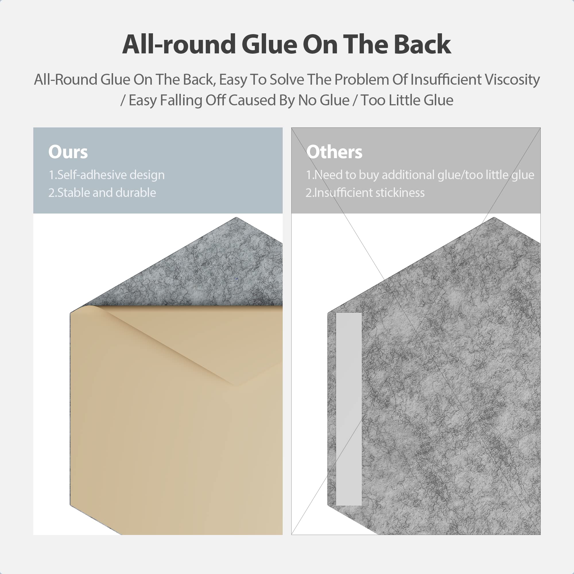 Amantech 12 Pack Acoustic Panels Self Adhesive Sound Proof Foam,High Density Sound Acoustic Foam Panel,12X10.23X0.4 Inch Hexagon Wall Panels in Home,Office,Reccording Room,Studio(Silver Gray)