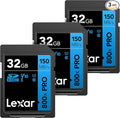 Lexar 32GB (3-Pack) High-Performance 800x PRO SD Card, UHS-I, C10, U1, V10, 4K, Up to 150MB/s Read Memory Card, for Point-and-Shoot & Mid-Range DSLR Cameras, HD Camcorders (LSD0800P032G-B3NNU)
