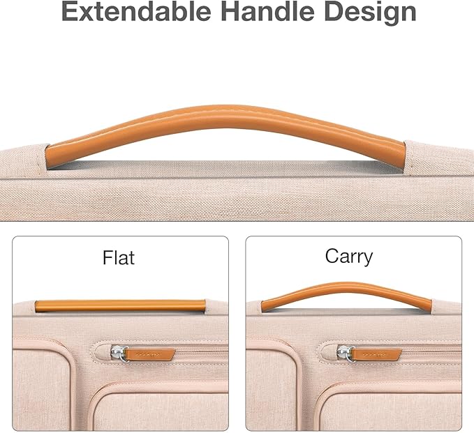 MOSISO 360 Protective Laptop Case 15 inch, 15 inch Laptop Sleeve Compatible with MacBook Air M4 M3 M2 2025 2024 2023, Dell XPS Plus, Side Open Carrying Case with 4 Zipper Pockets&Handle, Khaki