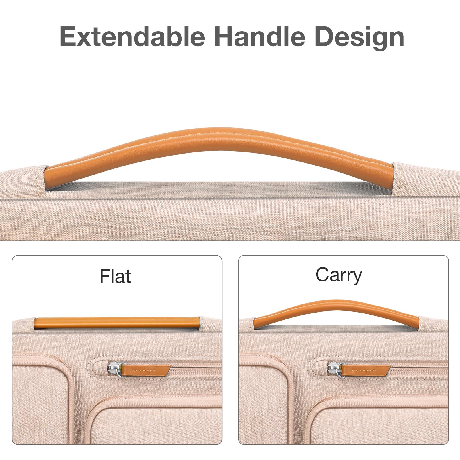 MOSISO 360 Protective Laptop Case 15 inch, 15 inch Laptop Sleeve Compatible with MacBook Air M4 M3 M2 2025 2024 2023, Dell XPS Plus, Side Open Carrying Case with 4 Zipper Pockets&Handle, Khaki