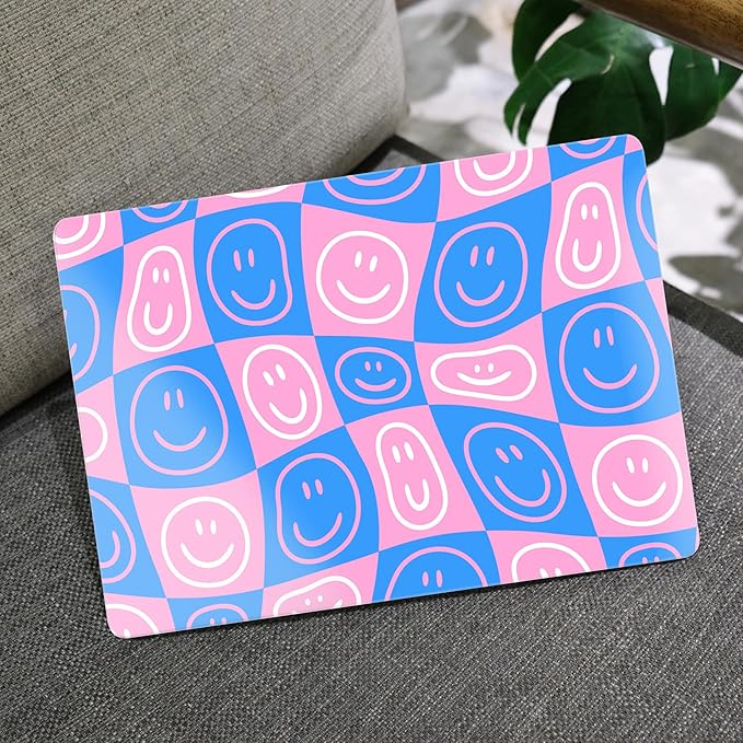 MEEgoodo for M4/M3/M2 MacBook Air 15.3 inch Case 2025 2024 2023, Case Fit Model (A3241/A3114/A2941) for MacBook Air 15 inch, Laptop Hard Shell with Keyboard Cover, Smiling Faces & Checkered
