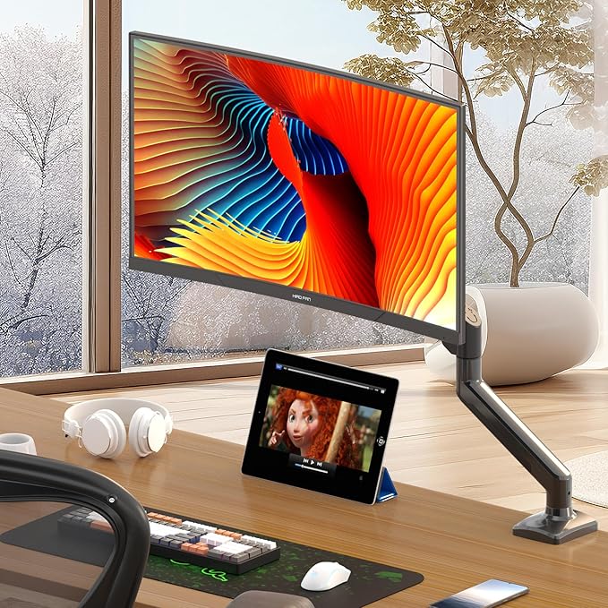 PHOLITEN Single Monitor Mount Fits 13-32 inch,4.4-19.8lbs, Fully Adjustable Gas Spring Monitor Arm with VESA 75 * 75mm/100 * 100mm Mount