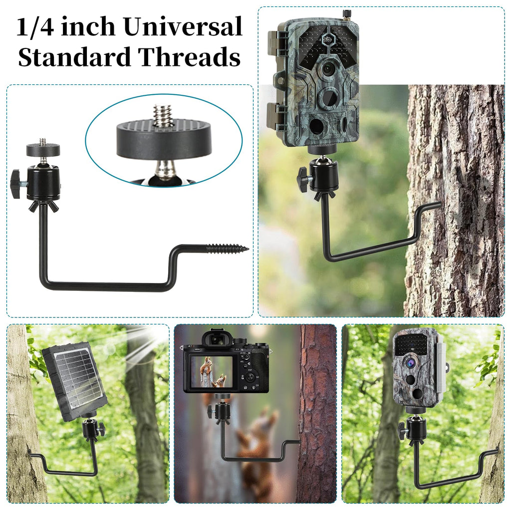 5 Pcs Trail Camera Tree Mount, Trail Camera Holder 360° Cameras Bracket for Game Cam, Hunting Accessories,Metal Security Cam Mount with 1/4 Inch Screw for Solar Panels,etc, Compact Sturdy.