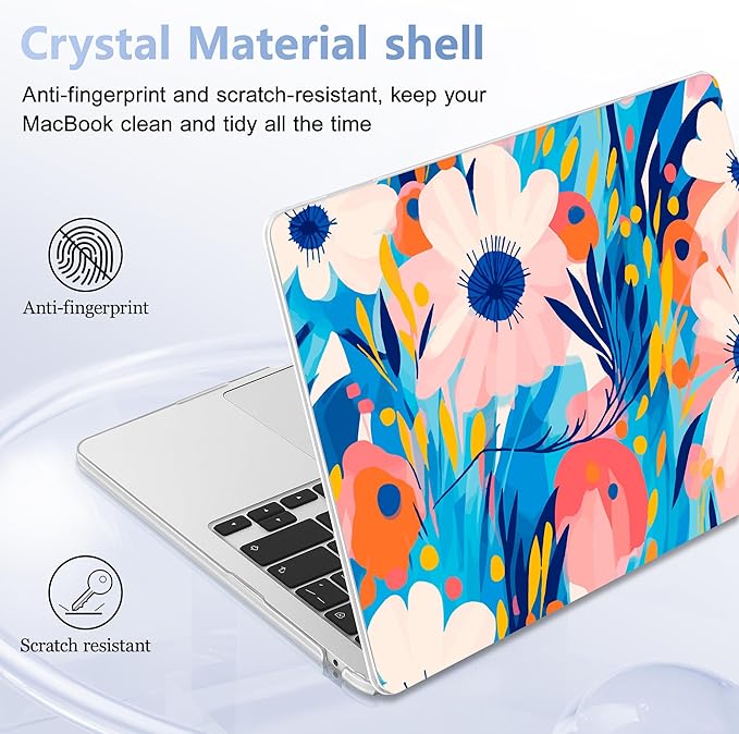 Case for MacBook Air 15 Inch 2025 2024 2023 Release M4 A3241 M3 A3114 M2 A2941, Hard Shell with Screen Protector & Keyboard Cover, Compatible with Touch ID, Ornament