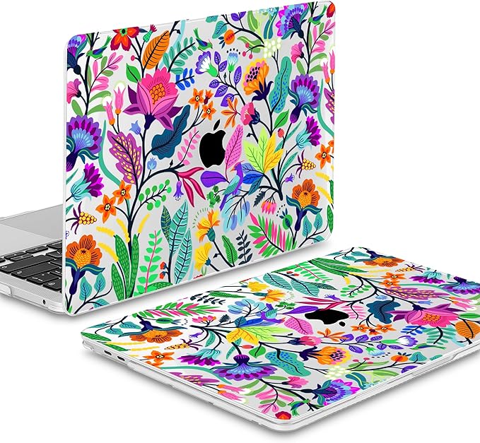 Mektron for MacBook Air 13 Case A1466/A1369 (2010-2017 Release), Snap-on Plastic Hard Shell Cover for MacBook Air 13.3 inch with Keyboard Cover,Bright-Coloured Flowers
