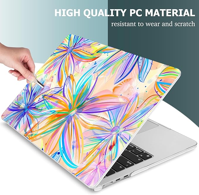 Mektron for 2025 M4 MacBook Air 13.6 Inch A3240 Case Fits 2023 A2681 M2 2024 A3113 M3 Chip with Liquid Retina Display, Printed Plastic Hard Shell Cover for MacBook Air 13.6", Watercolor FlowerC328