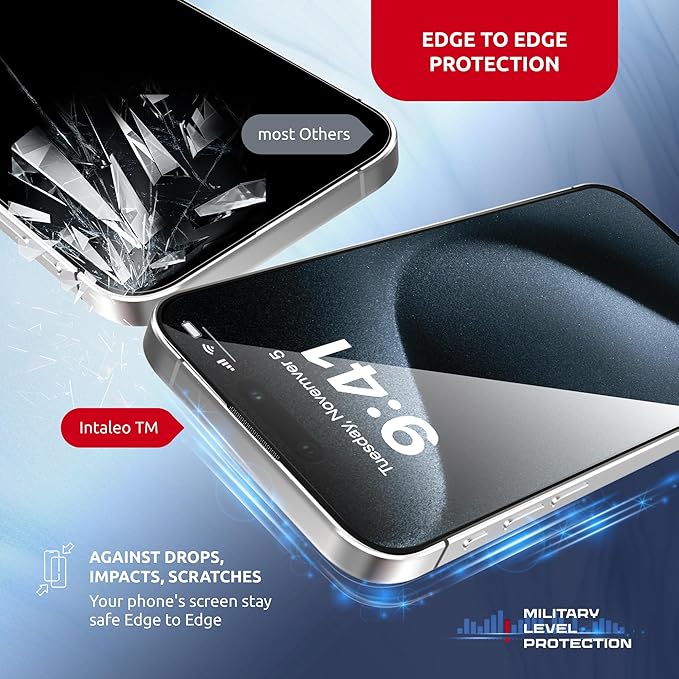 Tempered Glass Screen Protector for iPhone 15 Pro Max – Full Edge-to-Edge Protection 15 Pro Max Screen Protector with Applicator 9H Hardness Oleophobic Coating - Glass For Iphone 15Pro Max