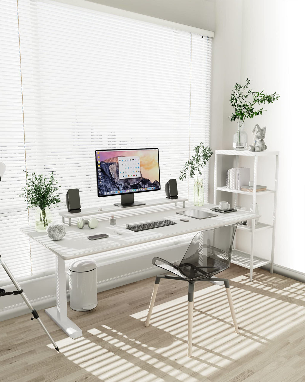 YSAGi Non-Slip Leather Desk Pad XL Size, Waterproof Laptop Computer Desk Keyboard Mat, Table Protector Blotter Mat, Large Mouse Pad for Office/Work/Home/Decor(White, 47.2" x 23.6")-No Band