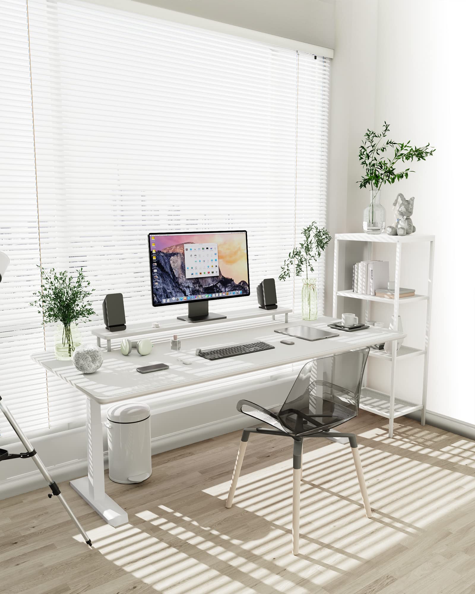 YSAGi Non-Slip Leather Desk Pad XL Size, Waterproof Laptop Computer Desk Keyboard Mat, Table Protector Blotter Mat, Large Mouse Pad for Office/Work/Home/Decor(White, 47.2" x 23.6")-No Band