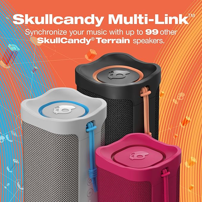 Skullcandy Terrain XL Wireless Bluetooth Speaker - IPX7 Waterproof Portable Speaker, 18 Hour Battery, Nylon Wrist Wrap, True Wireless Stereo (Green)