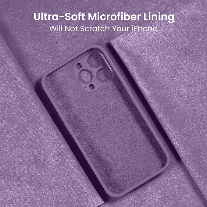 FireNova Designed for iPhone 15 Pro Max Case, Silicone Upgraded [Camera Protection] Phone Case with [2 Screen Protectors], Soft Anti-Scratch Microfiber Lining Inside, 6.7 inch, Light Purple