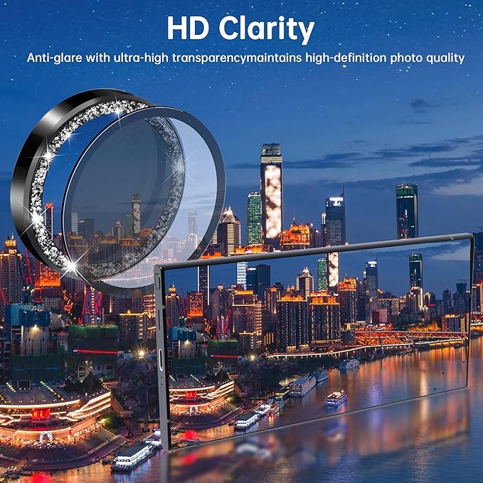 VIPSENT For Samsung Galaxy S25 Ultra Camera Lens Protector, Individual Lens Protector, Ultra HD 9H Tempered Glass Screen Protective Cover, Anti-scratch, Military Grade Drop Protection 2 Set. (Glitter Black, S25 Ultra)
