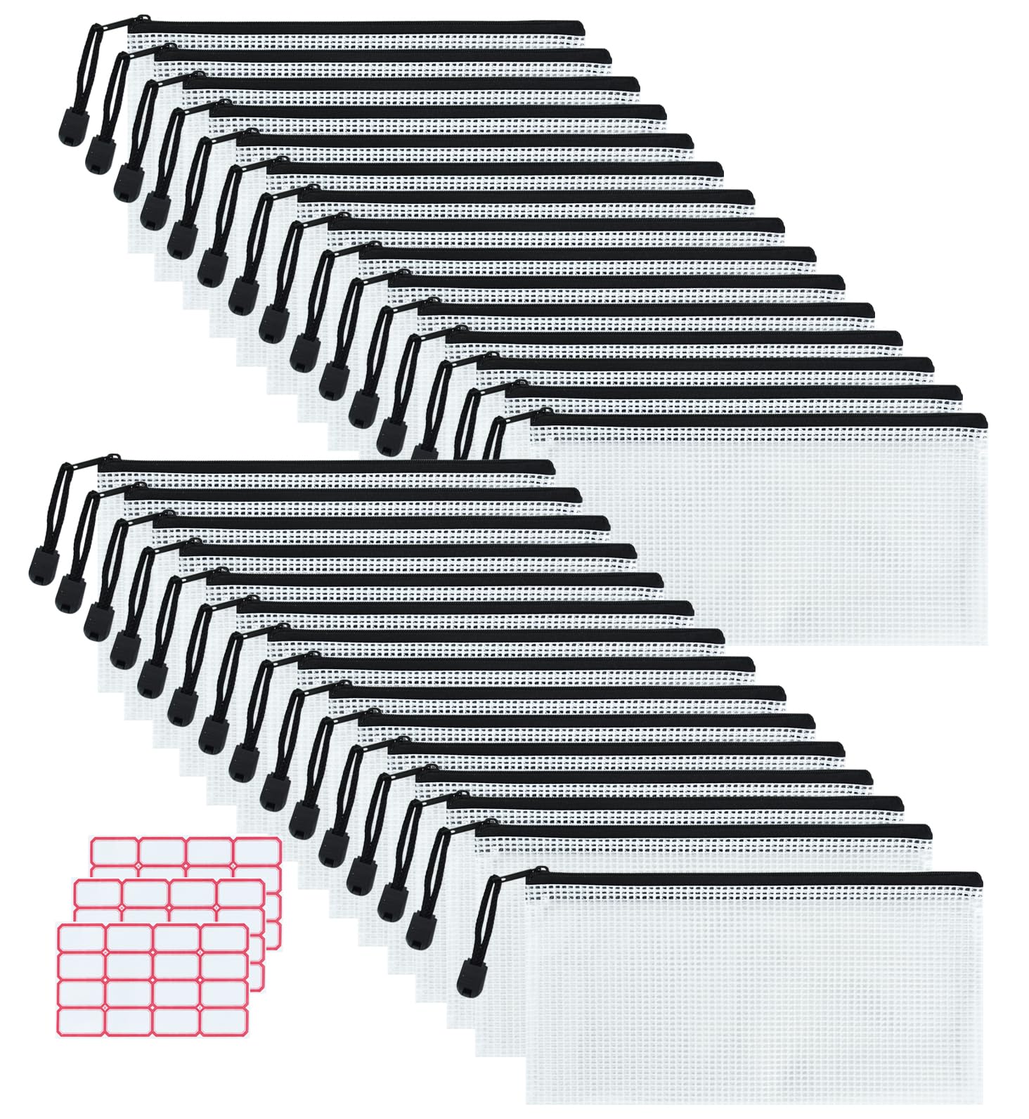 Vuzvuv 30pcs 9.1"x 4.5" Mesh Zipper Pouch Zipper Bags, Zipper Case Pouch Bulk, Mesh Bag for File, Makeup, Board Game Office Home Travel Storage