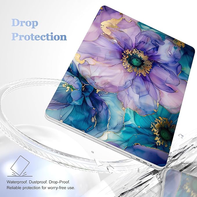 for MacBook Pro 16 inch Case 2019 2020 Release Model A2141, Plastic Hard Shell Cover with Keyboard cover & Screen Protector for MacBook Pro 16 inch with Touch Bar & Touch ID, Fluid Art Flowers