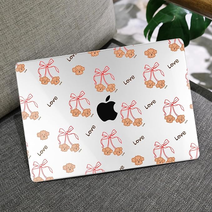 MEEgoodo Case for MacBook Pro 13 inch Case 2022 2021 2020 New A2338 M2/M1 A2251 A2289, Laptop Hard Shell with Keyboard & Camera Cover Compatible with 13 inch MacBook Pro, Cute Dog & Bows
