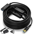 USB 3.0 Active Extension Cable 75 Feet, Long USB Type-A Male to Female Extender Cord, Built-in 3 Signal Booster Smart Chips, 5Gbps Transfer, Black USB Extension Cable with an AC Power Adapter (5V 2A)
