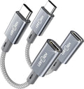 2 Pack Lightning to USB C Adapter,Lightning Female to USB C Male Cable Adapter Type C Charger Connector for iPhone 17 16 15 Pro Max Plus,Samsung S25/S24/S23,Fast Charging & Data Sync,Not for Audio/OTG