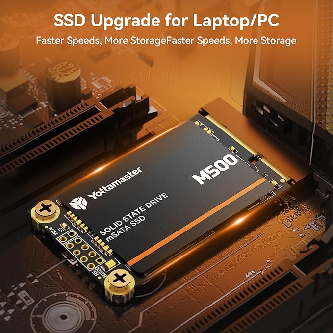Yottamaster M500 512GB mSATA SSD SATA III 6Gb/s, mSATA Internal Solid State Drive Up to 500MB/s, Mini-SATA with 3D NAND, Compatible with Ultrabooks Desktop PC Laptop, All-in-One PCs, 30x50mm
