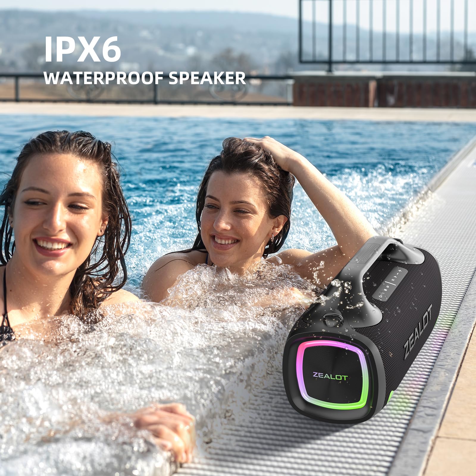 ZEALOT Bluetooth Speaker, 120W Booming Sound Speakers Wireless, Dual Pairing, XBass, 24000mAh, EQ,Fast Charge, Portable Outdoor Waterproof Speaker for Camping,Pool, Beach, and Party