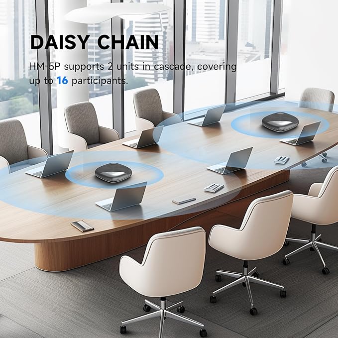 HORION Conference Speaker with Microphone, Wireless Bluetooth Speakerphone for Office Meeting Computer PC, w/8 Mics, 20ft Voice Pickup, 8H Call Time, AI Noise Cancelling, Portable with Zoom/Teams