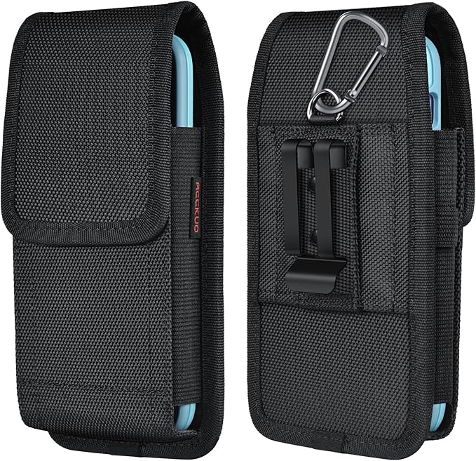 Phone Holster for Belt with Metal Clip and Magnetic Closure Compatible with iPhone 16/15/14/13/12 Pro and Non-Pro, Galaxy S25 S24 S23 S22 for Everyday Protection, M-Black