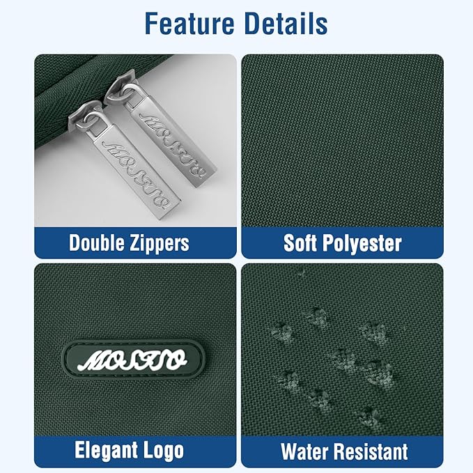 MOSISO Laptop Case 13 inch, 13 inch Laptop Sleeve Compatible with MacBook Air M4 M3 M2 M1 2025-2018 / Pro M2 M1 2025-2016, Polyester Vertical Computer Sleeve Bag with Pocket, Midnight Green