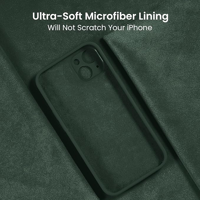 FireNova Designed for 15 Case, Silicone Upgraded [Camera Protection] Phone Case with [2 Screen Protectors], Soft Anti-Scratch Microfiber Lining, 6.1 inch, Alpine Green