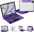 iPad Keyboard Case for 2024 M4 iPad Pro 11 inch, Magic Wireless Keyboard with Trackpad 7 Color Backlit, 360° Rotating Stand Transparent Protective Cover with Pencil Holder (Purple)