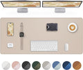 AFIING Leather Desk Pad Protector, Office Mat, Large Mouse Pad, Non-Slip PU Leather Blotter, Waterproof Writing Pad for Office and Home (Beige)