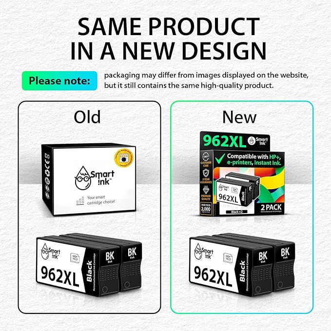 Smart Ink Remanufactured Ink Cartridges Replacement for HP 962 XL 962XL (2 Black, Combo Pack) for OfficeJet Pro 9015e 9018e 9025e 9012e 9019e 9022e 9010e 9028e 9015 9010 9018 9012 9025 9020 Printer