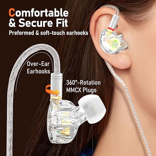 Premium HiFi IEM Cable - Silver-Plated 3.5mm to MMCX Cord, Lossless-Sound in-Ear Monitor Cables for Vibes 201/202, Shure SE215/315/425/535/846-Silver (HC001)
