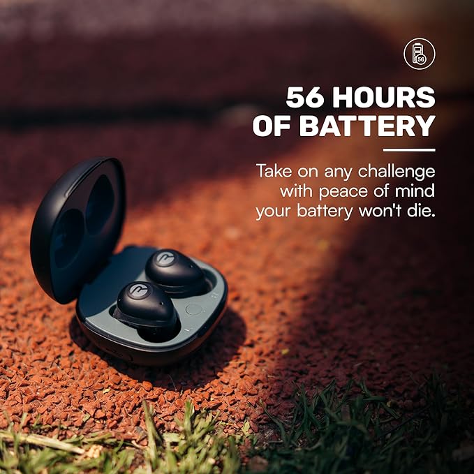 Raycon Fitness Bluetooth True Wireless Earbuds with Built in Mic 56 Hours of Battery, IPX7 Waterproof, Active Noise Cancellation, Awareness Mode, and Bluetooth 5.3 (Blue)