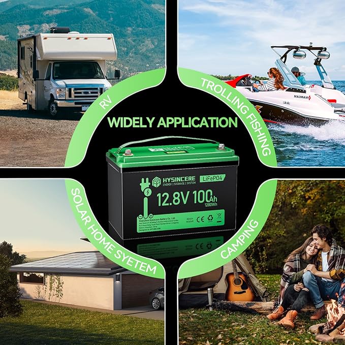 12V 100Ah LiFePO4 Battery BCI Group 31 Lithium Battery, Deep Cycle Battery with 100A BMS, 1280Wh Energy, Up to 15000 Cycles & 10-Year Lifespan for Trailer RV, Marine, Home Energy System