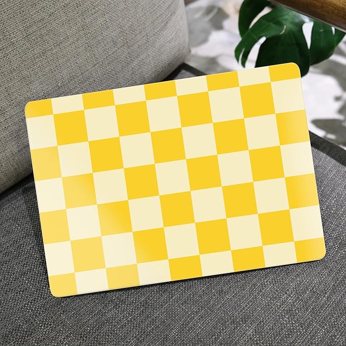 MEEgoodo Case for MacBook Pro 13 inch Case 2022 2021 2020 New A2338 M2/M1 A2251 A2289, Laptop Hard Shell with Keyboard & Camera Cover Compatible with 13 inch MacBook Pro, Yellow Squares