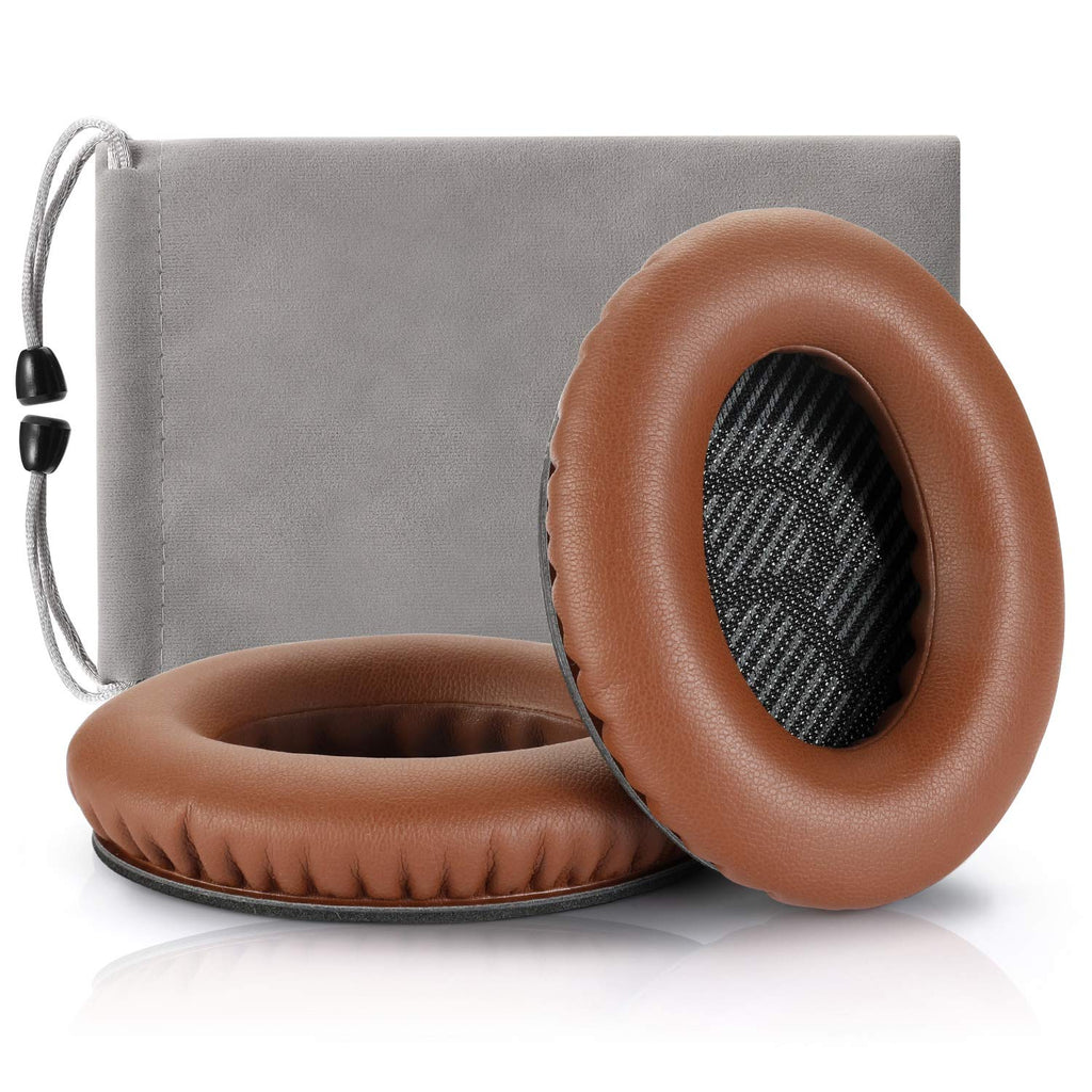 Headphones Replacement Ear Pads Cover, EarPads Cushion for Bose Quietcomfort QC15 QC25 QC35 35 ii -1 Pair (Brown)