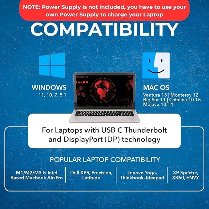 OREI USB-C Triple Monitor Docking Station Splitter – USB-C to 2× HDMI & 1× DisplayPort Adapter, 100W PD, Gigabit Ethernet, 4× USB2.0/3.0, microSD Reader – Windows & Mac Compatible