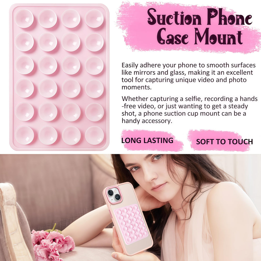 Anteel Silicone Suction Phone Case Mount, Non Slip Sticky Phone Grip for Cellphone, Silicon Adhesive Suction Cup Phone Mount, Strong Grip Holder for Selfies and Videos (Translucent)