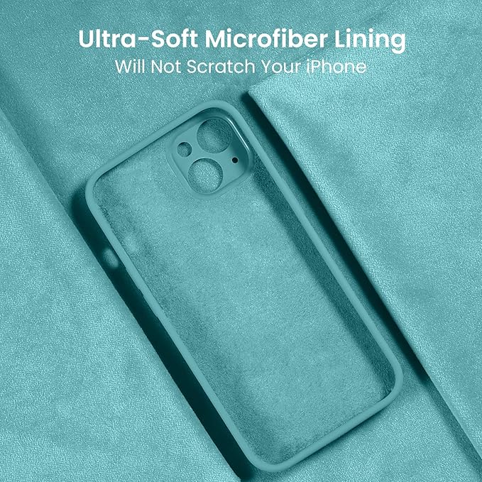 FireNova Designed for iPhone 13 Case, Silicone Upgraded [Camera Protection] Phone Case with [2 Screen Protectors], Soft Anti-Scratch Microfiber Lining Inside, 6.1 inch, Sea Blue