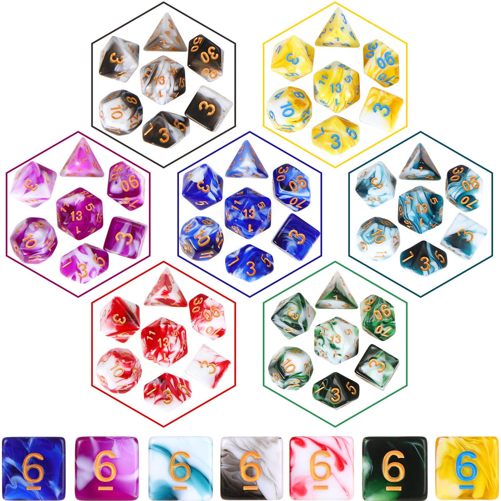 Yilloog 350 Pcs Dice Sets Bulk with Drawstring Bag Polyhedral Dice Sets Multi Role Playing Table Game D4 D6 D8 D10 D% D12 D20 (Mixed Style)