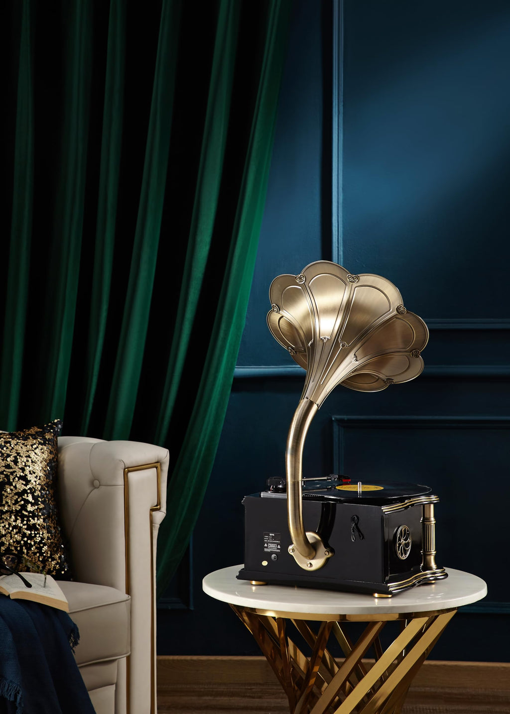 HZLSBL Vintage Gramophone with Bluetooth Input Vintage Record Players