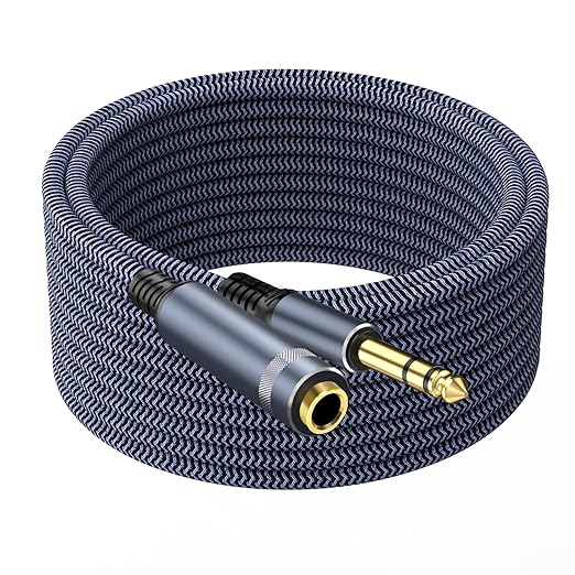 1/4" Male to Female Stereo Headphone Extension Cable - 25ft Quarter Inch Guitar Cable